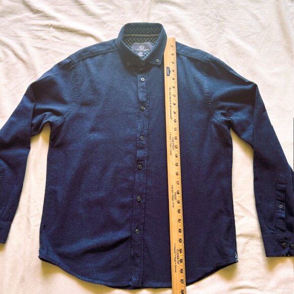 Report Collection Mens Flannel Shirt M Navy Button Down Soft Touch read - Picture 6 of 7